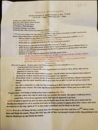 Leaked Document From WWE Live Event Reveals What Wrestlers Are Told Not